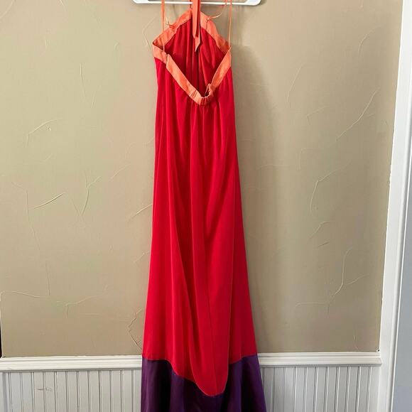 Max and Cleo Red/Orange/Purple Vintage Y2K Halter Maxi Dress: Size 10 - Picture 4 of 5